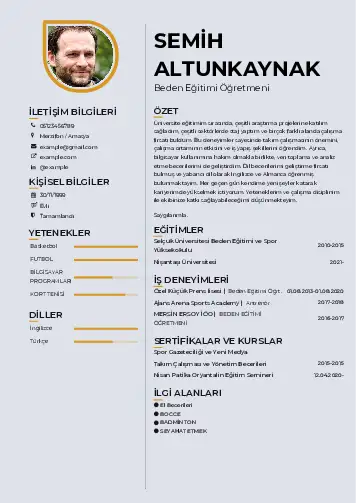 Beden Eğitimi Öğretmeni CV Örnekleri cv indir